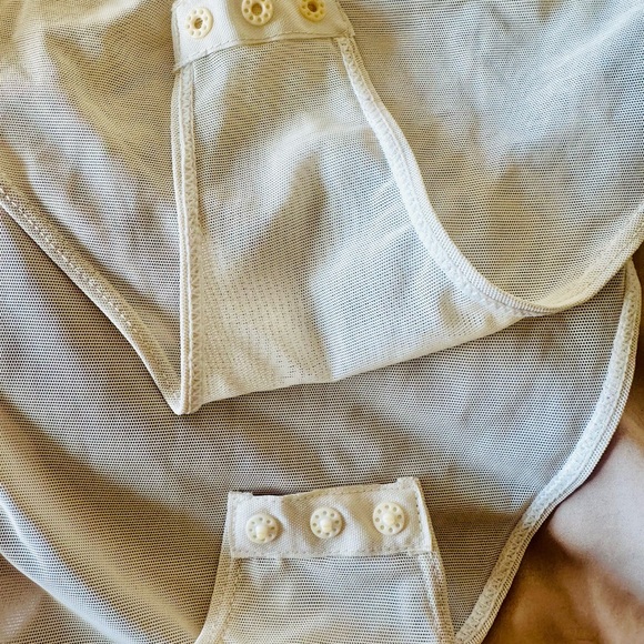 STATE OF CLAUDE MONTANA Ivory Beaded And Mesh Bodysuit - Picture 8 of 12